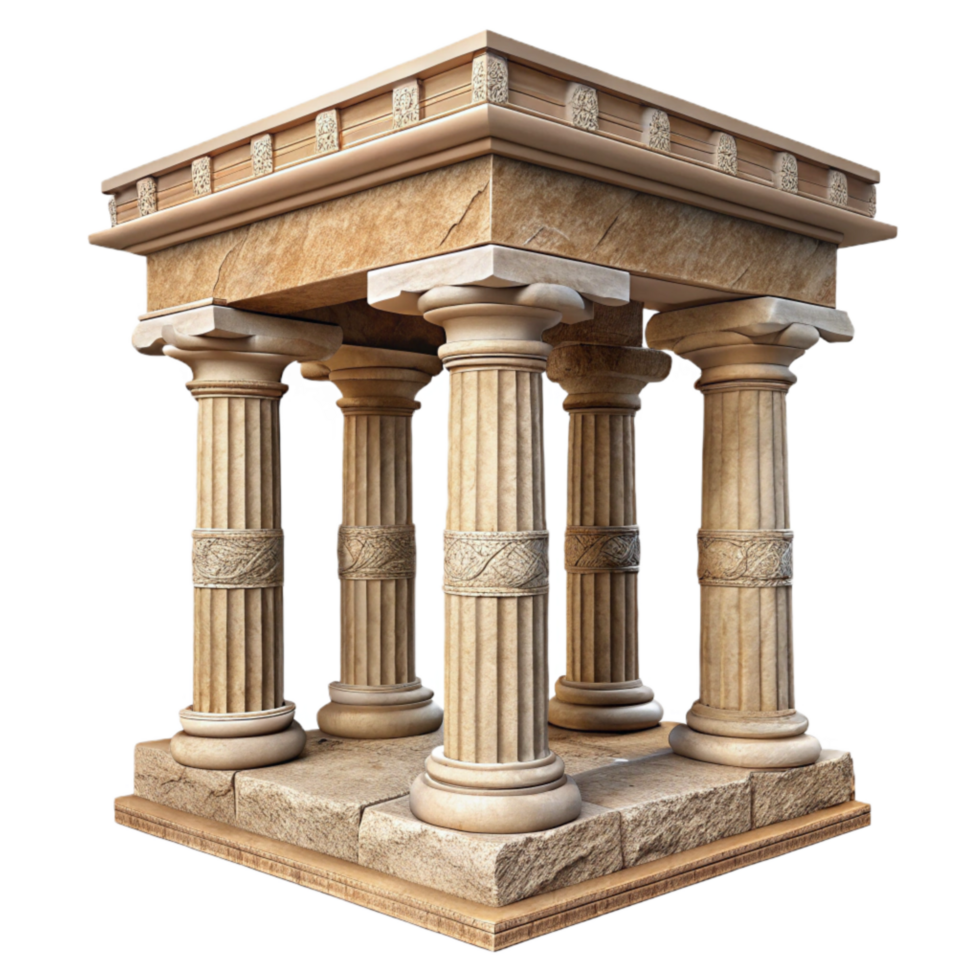dramatic vintage Lost Temple Columns Intricate Carvings Transparent Background authentic png