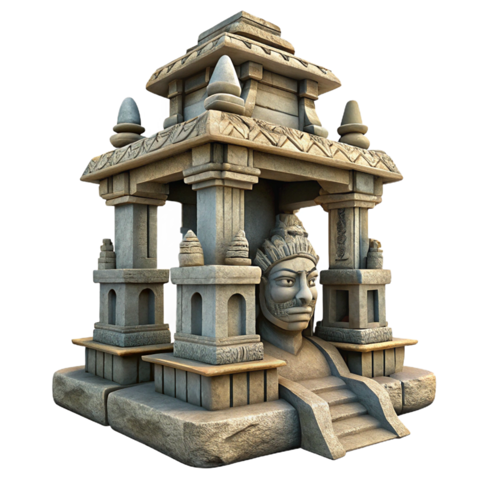 vibrant modern Lost Temple Idol Ancient Carvings Transparent Background authentic png