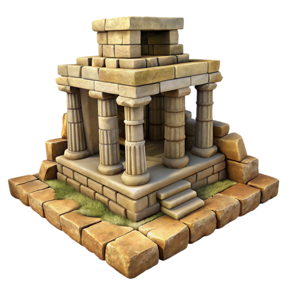 serene artistic Lost Temple Ruins Stone Pillars Transparent Background premium png