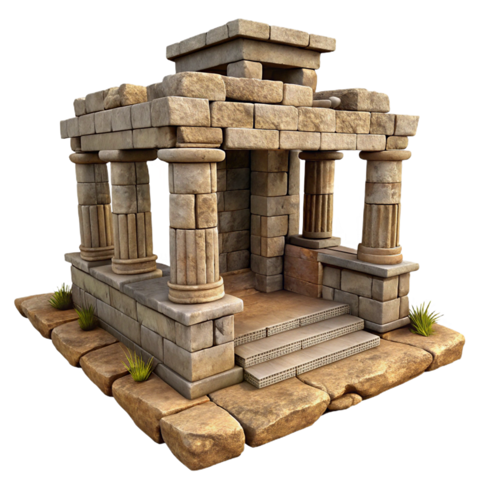 dramatic modern Lost Temple Ruins Stone Pillars Transparent Background authentic png
