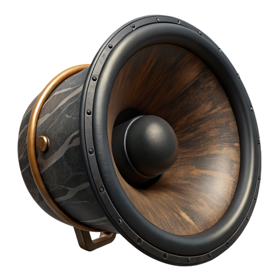 vibrant rustic Loudspeaker Black with Grill Isolated Cutout Transparent Background png