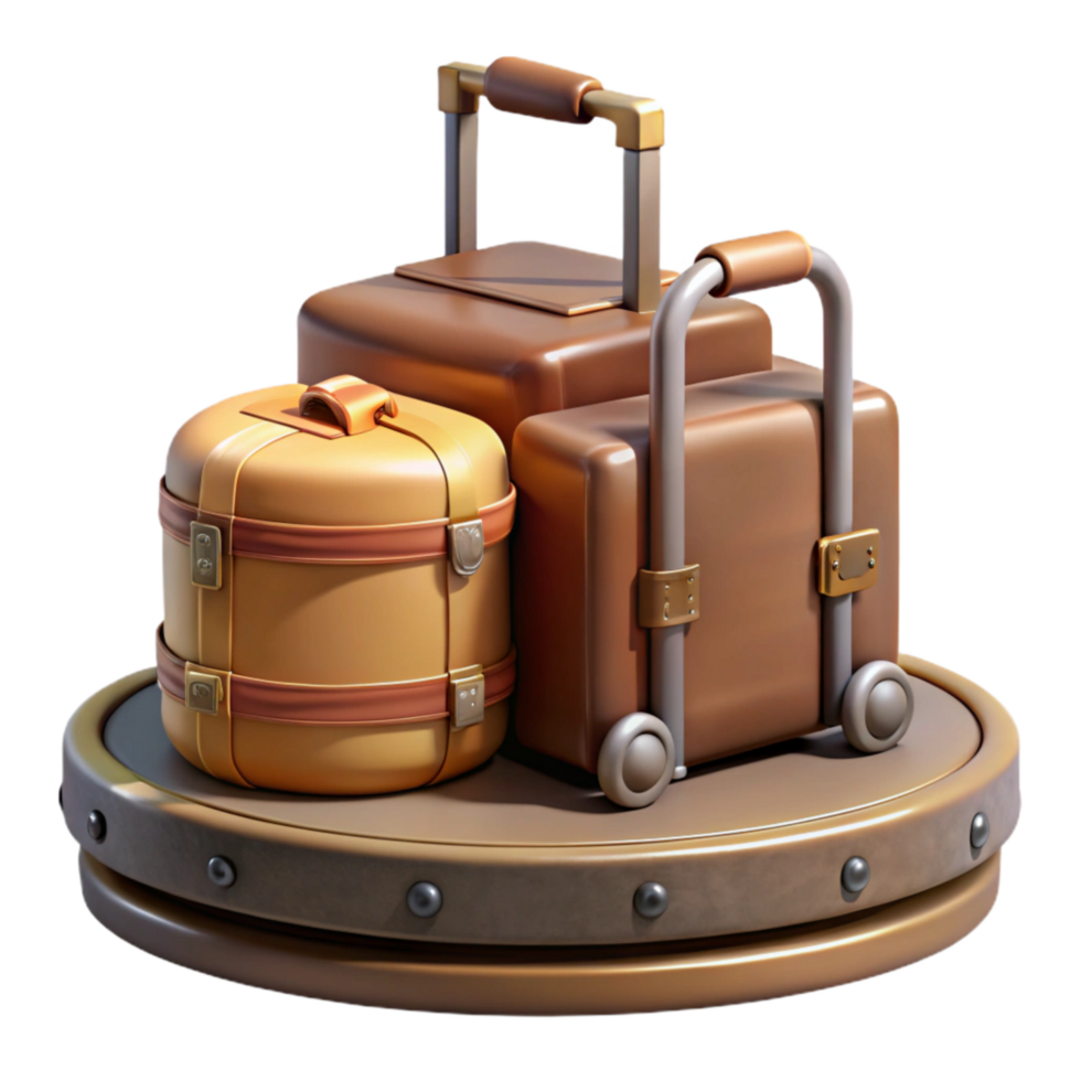wonderful traditional Luggage Carousel with Suitcases Isolated Element high resolution png