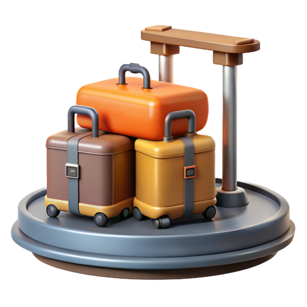 impressive artistic Luggage Carousel with Suitcases Isolated Element authentic png