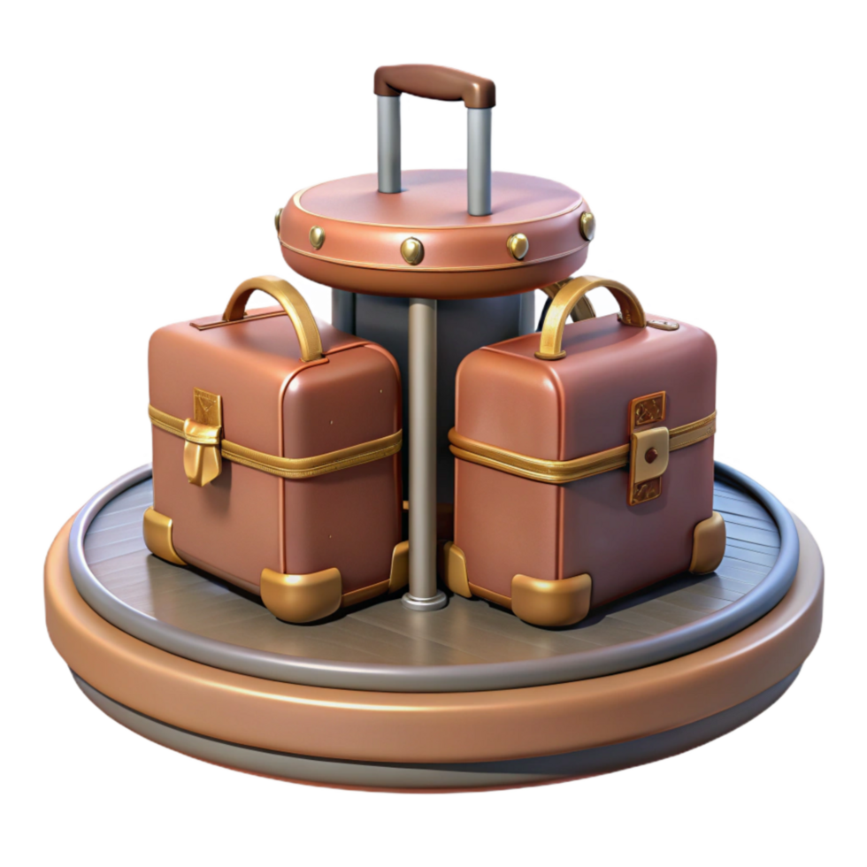 elegant vintage Luggage Carousel with Suitcases Isolated Element detailed png