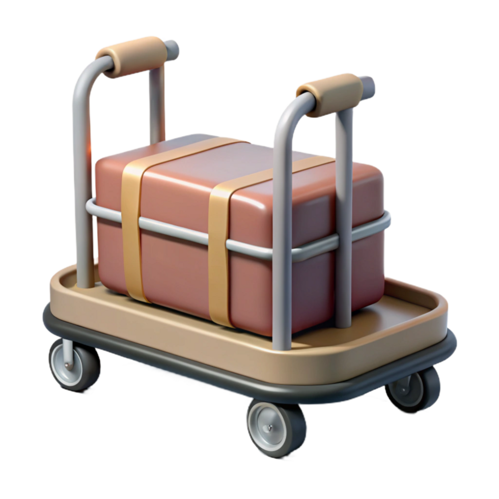 serene vintage Luggage Cart at Airport Isolated Element high resolution png