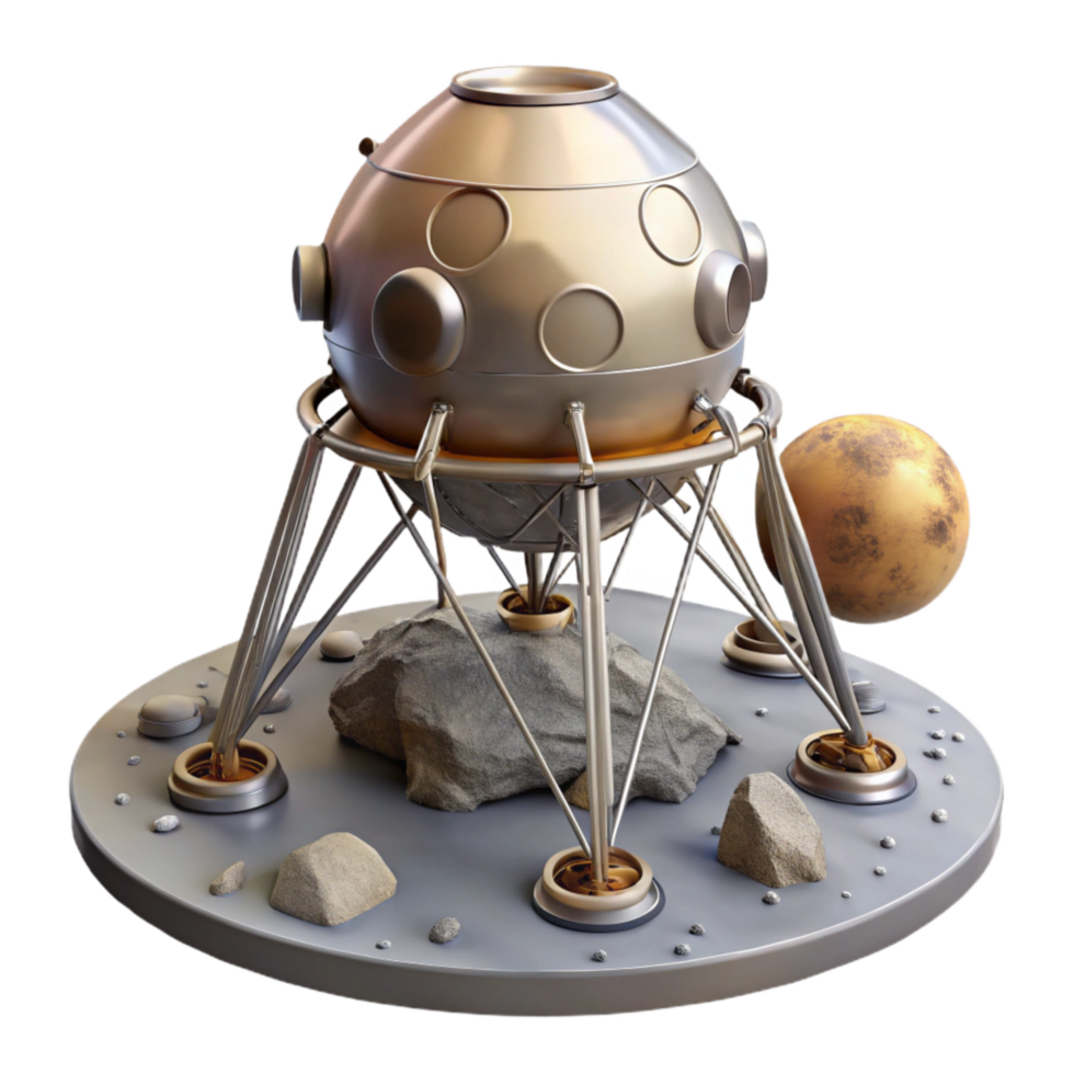 dramatic traditional Lunar Lander Descent Stage Transparent Background Isolated Element high resolution png