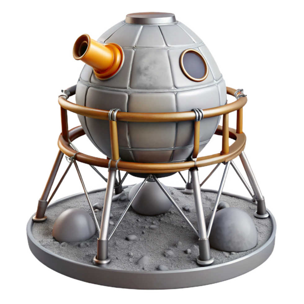 impressive rustic Lunar Lander Descent Stage Transparent Background Isolated Element authentic png