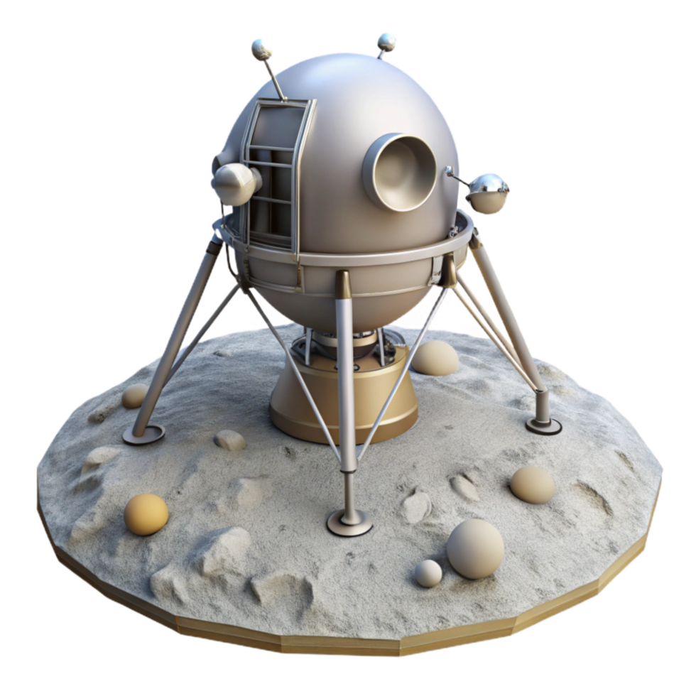 magnificent rustic Lunar Lander on Moon Surface Isolated high quality png