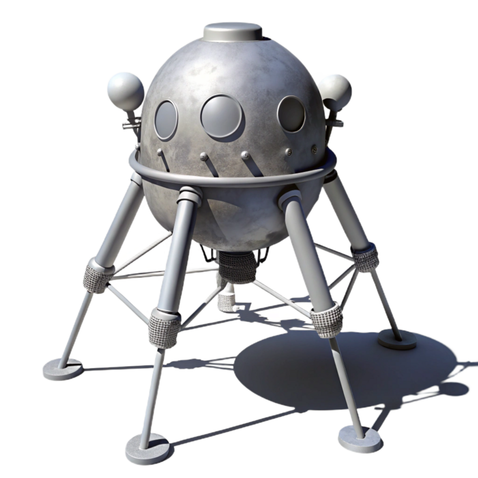 wonderful modern Lunar Lander Silhouette with Detailed Shadows Transparent Background authentic png