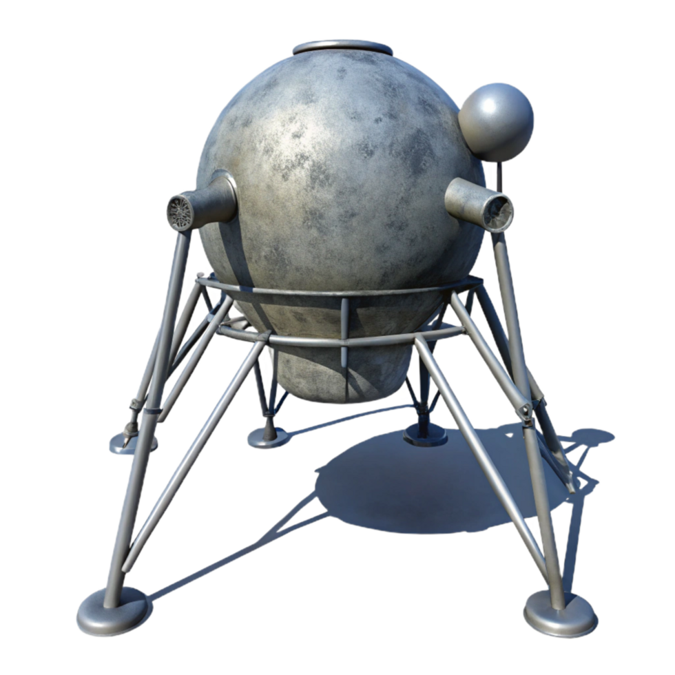 elegant vintage Lunar Lander Silhouette with Detailed Shadows Transparent Background png
