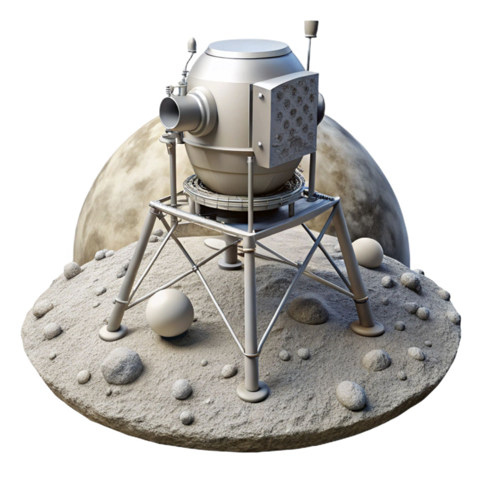 magnificent rustic Lunar Lander on Moon Surface Isolated authentic png