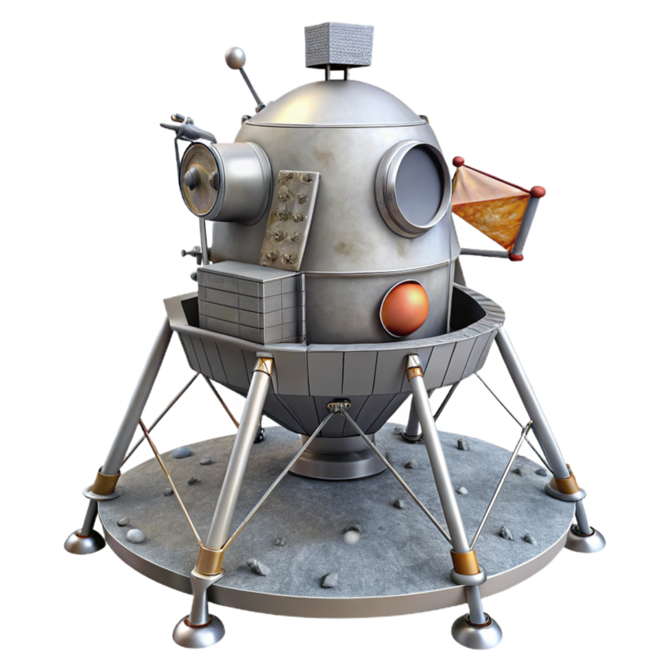 beautiful rustic Lunar Module Flag Planted on Surface premium png