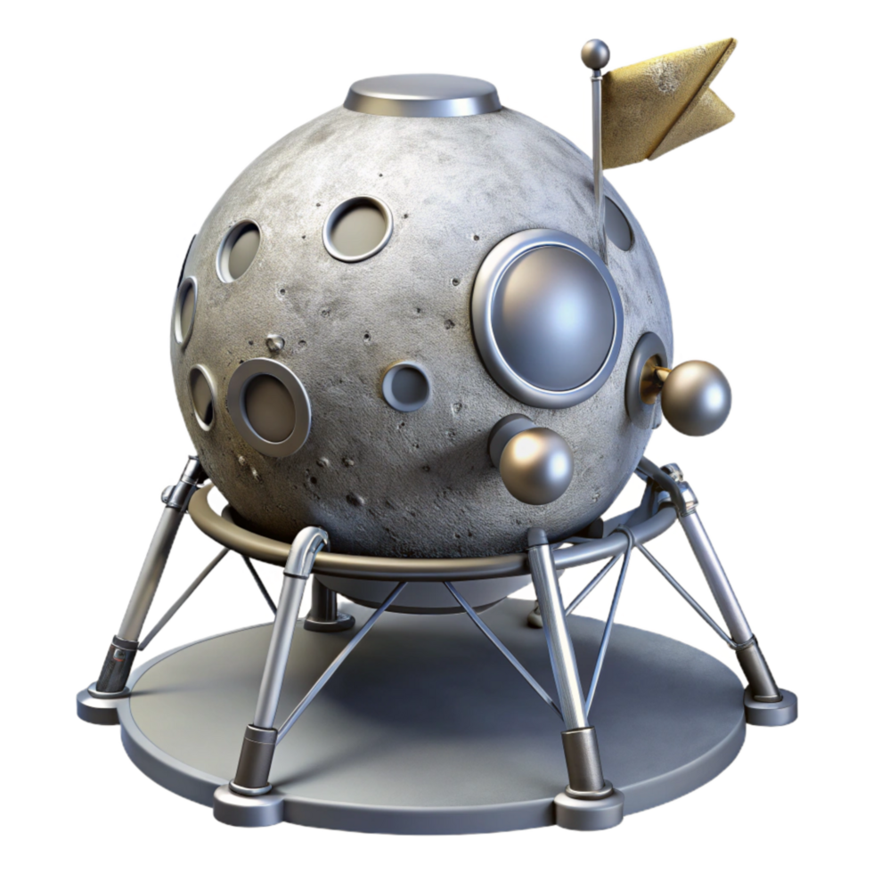 magnificent rustic Lunar Module Flag Planted on Surface authentic png