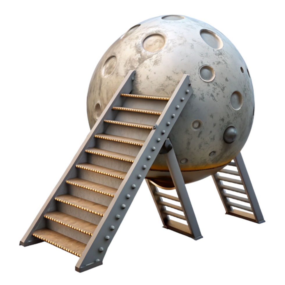 dramatic minimalist Lunar Module Ladder Cutout with Descent Steps high resolution png