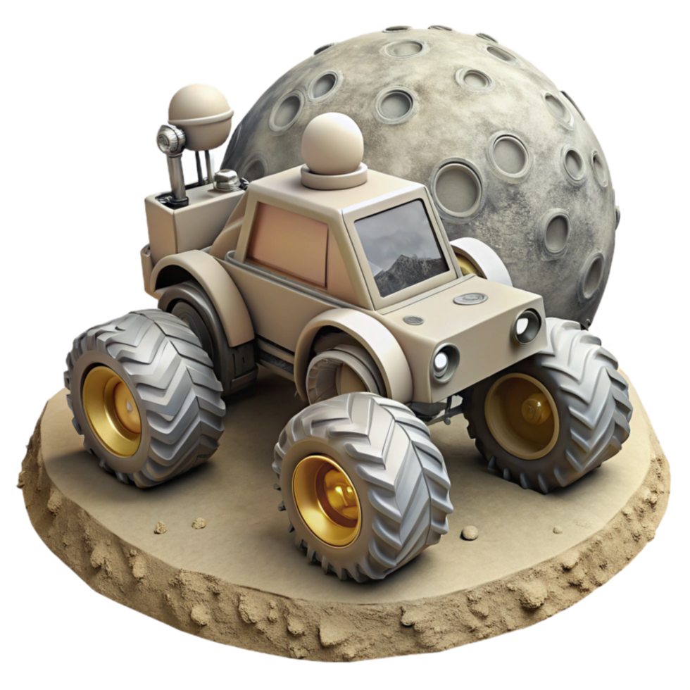 impressive artistic Lunar Rover on Moon Surface Transparent Background authentic png