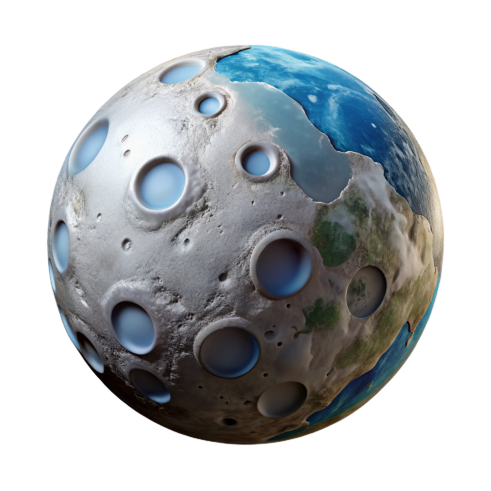 vibrant artistic Lunar Surface with Earth in Distance genuine png