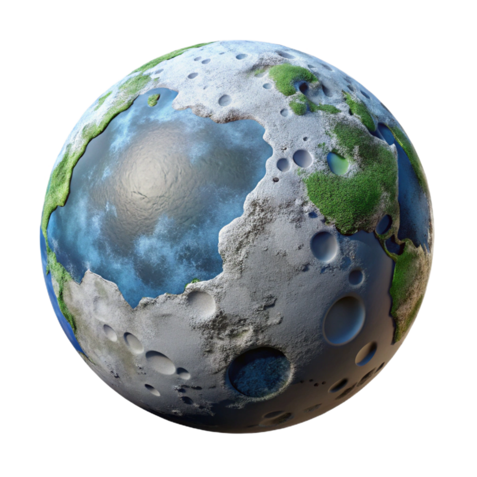 serene creative Lunar Surface with Earth in Distance exclusive png