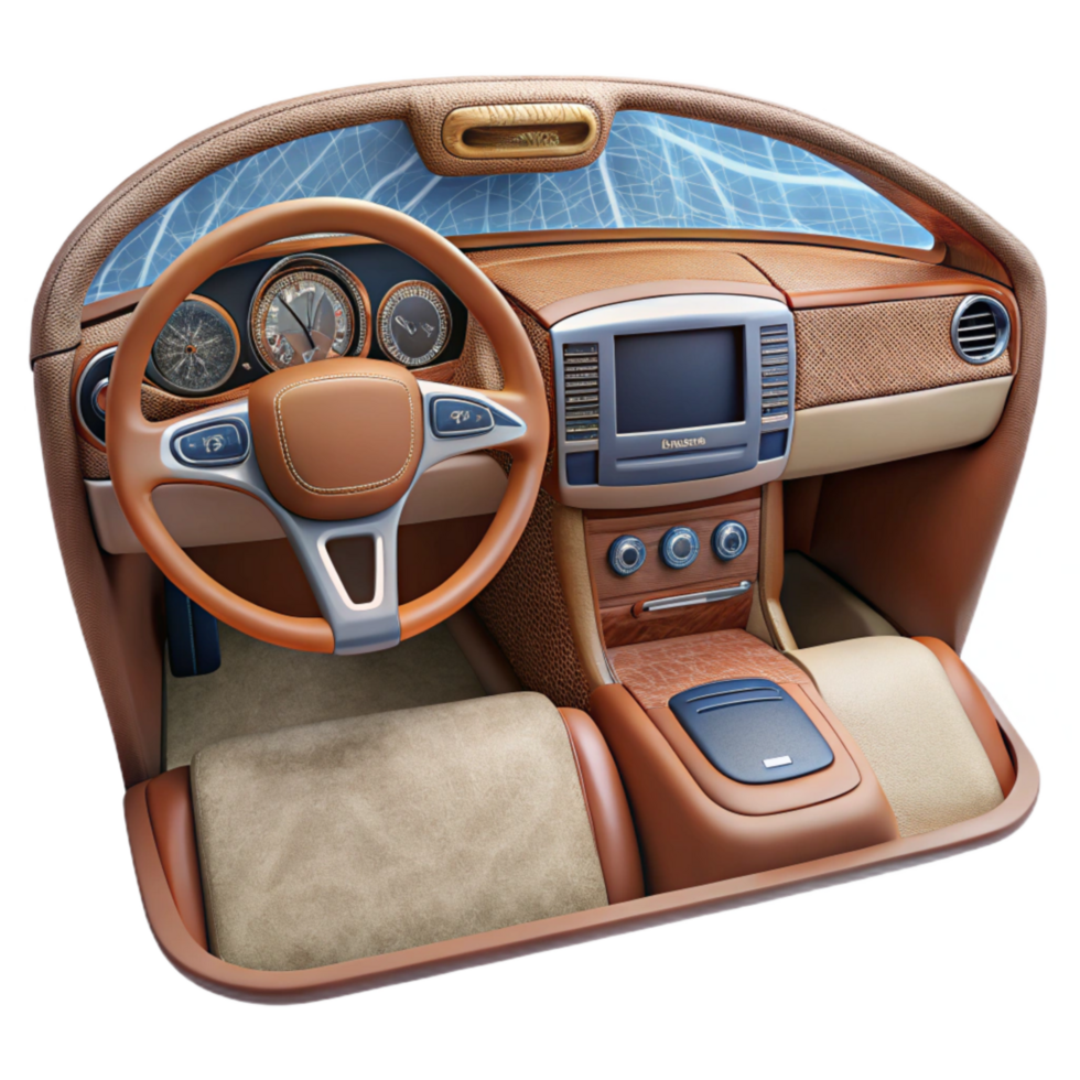 dramatic minimalist Luxury Car Interior Dashboard View Transparent high resolution png