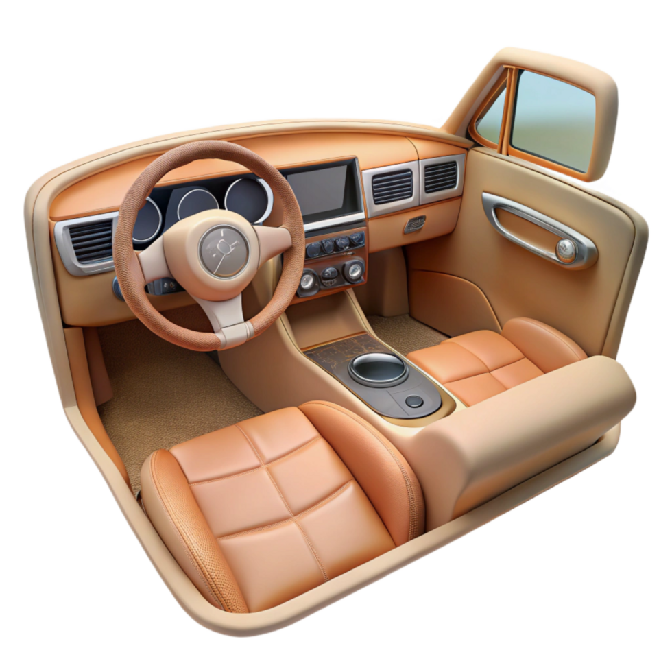 dramatic creative Luxury Car Interior Dashboard View Transparent authentic png
