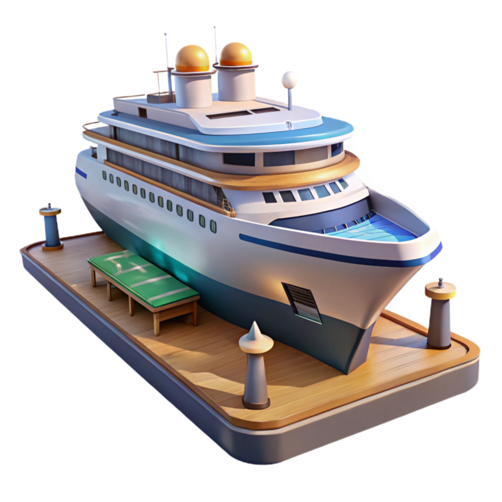 vibrant rustic Luxury Cruise Ship at Dock Side View Cutout png