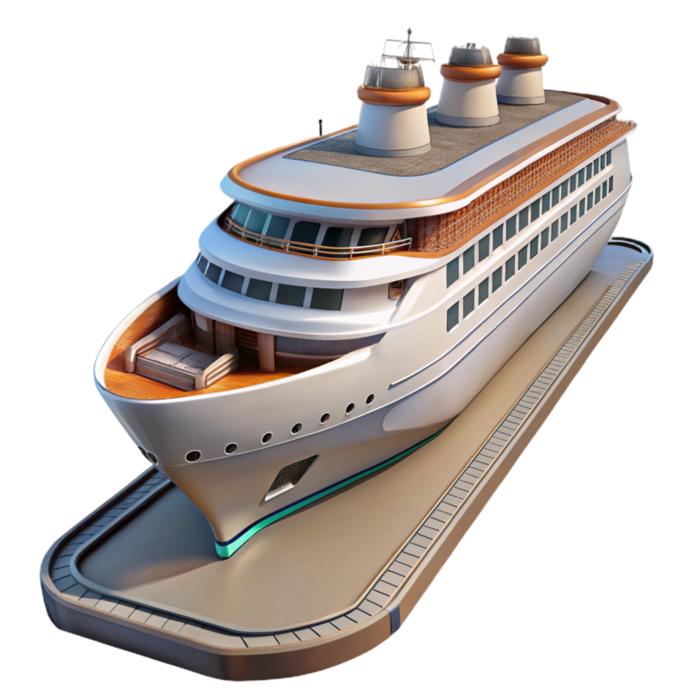 impressive traditional Luxury Cruise Ship at Dock Side View Cutout premium png
