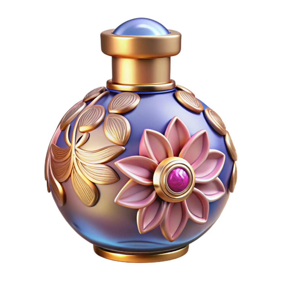 wonderful minimalist Luxury Perfume Bottle with Floral Design Cutout png