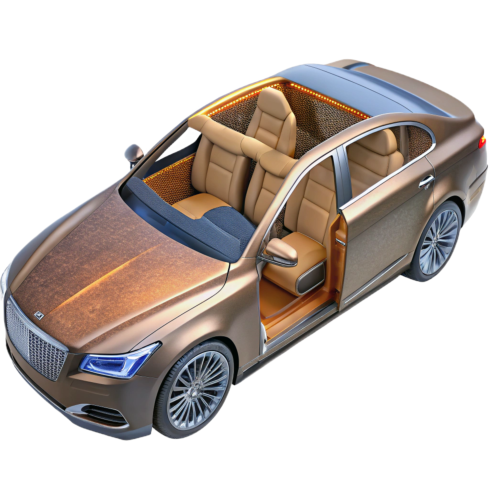 vibrant minimalist Luxury Sedan Interior Ambient Lighting Transparent Background genuine png