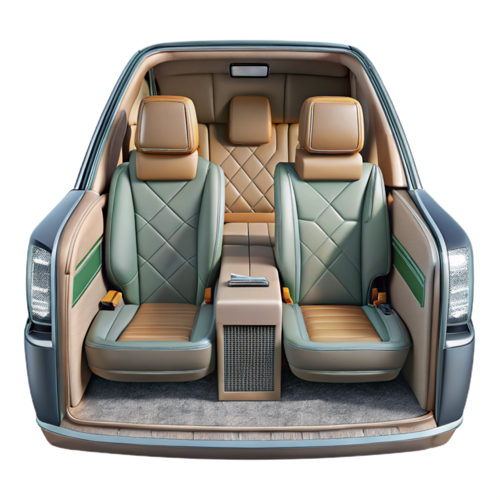 stunning modern Luxury Sedan Interior Backseat View Transparent Background premium png