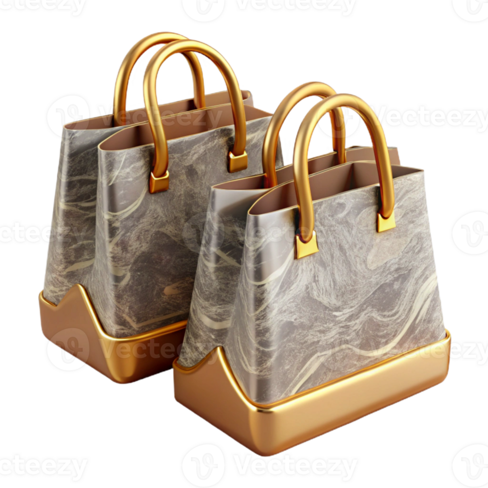 magnificent modern Luxury Shopping Bags with Gold Handles Transparent exclusive png