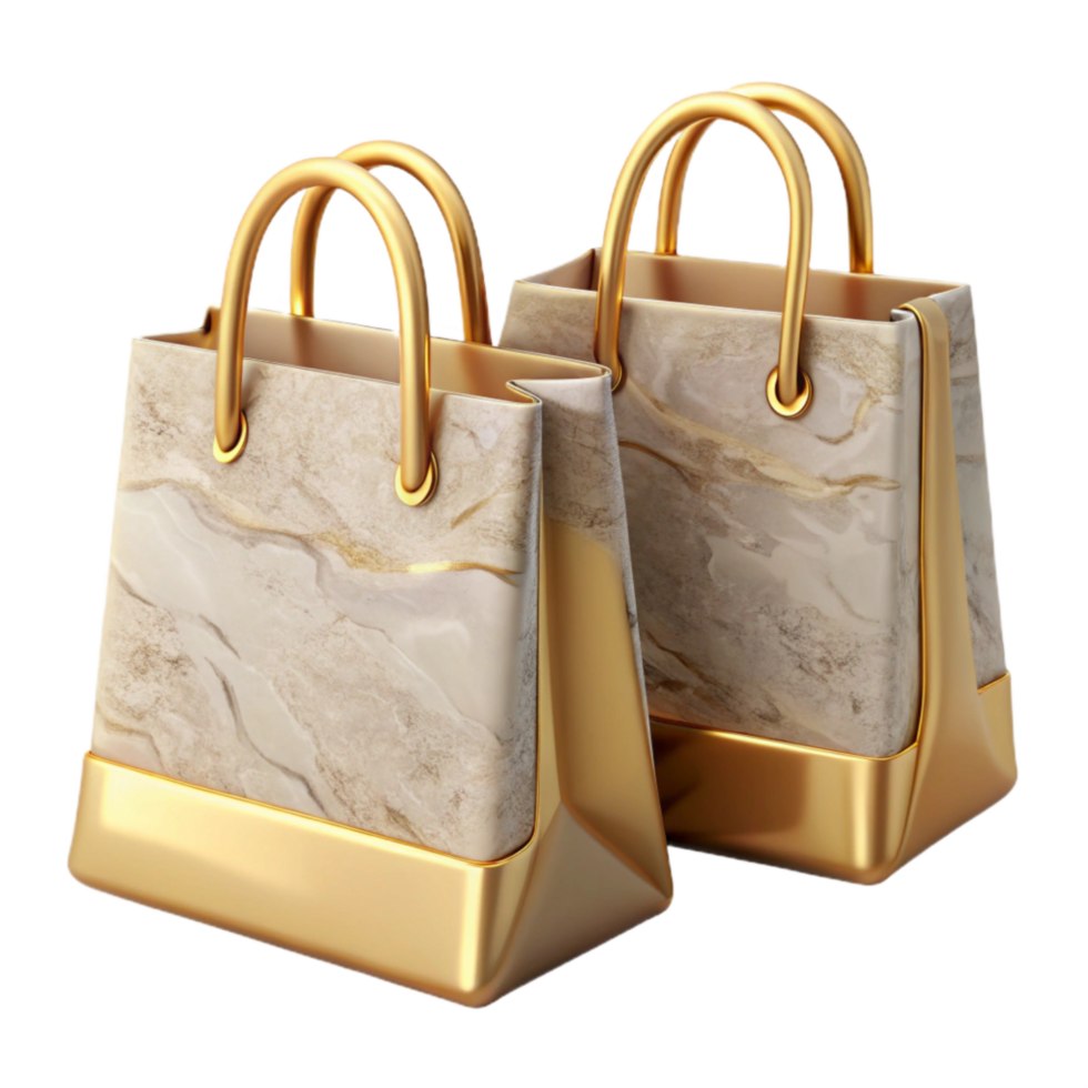 wonderful classic Luxury Shopping Bags with Gold Handles Transparent premium png