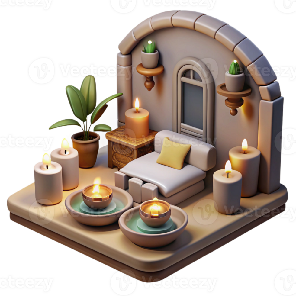 dramatic classic Luxury Spa Treatment Room with Candles Cutout genuine png