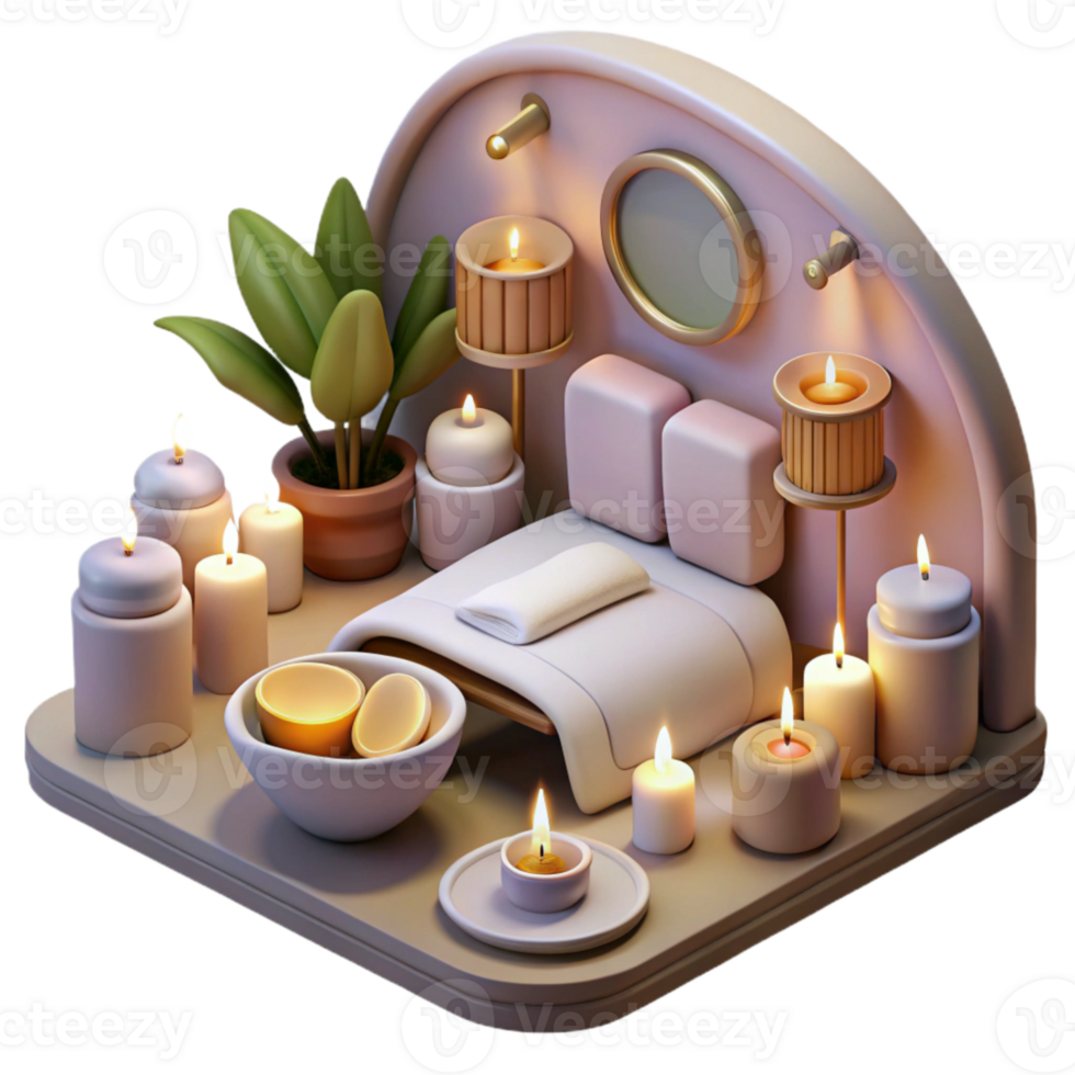 wonderful rustic Luxury Spa Treatment Room with Candles Cutout exclusive png