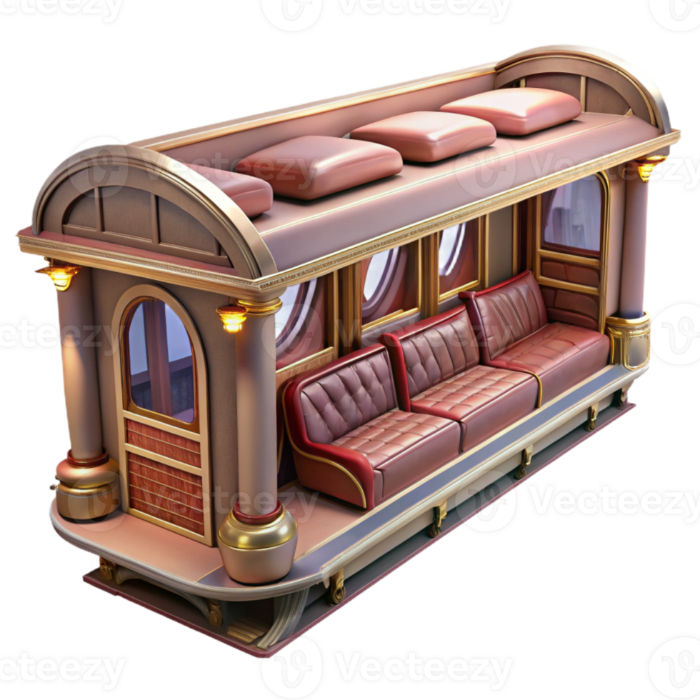stunning vintage Luxury Train Car Interior Transparent premium png