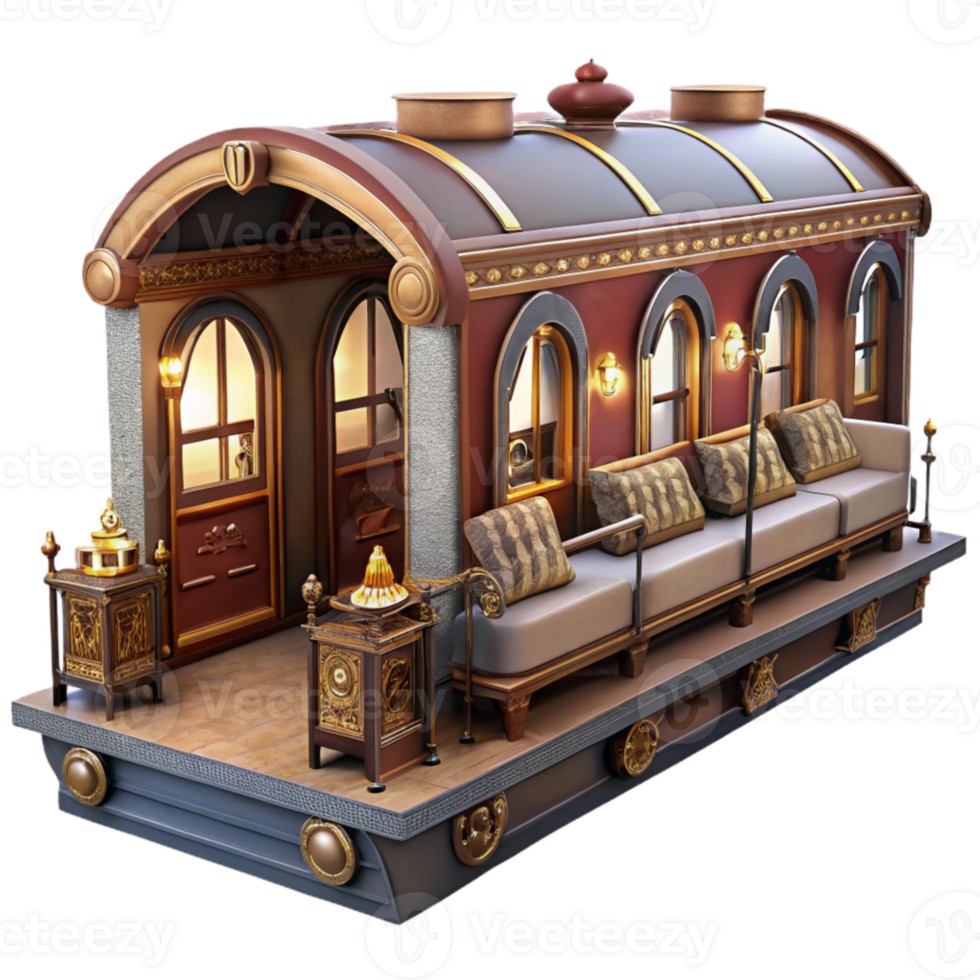 serene vintage Luxury Train Interior Side View Cutout exclusive png