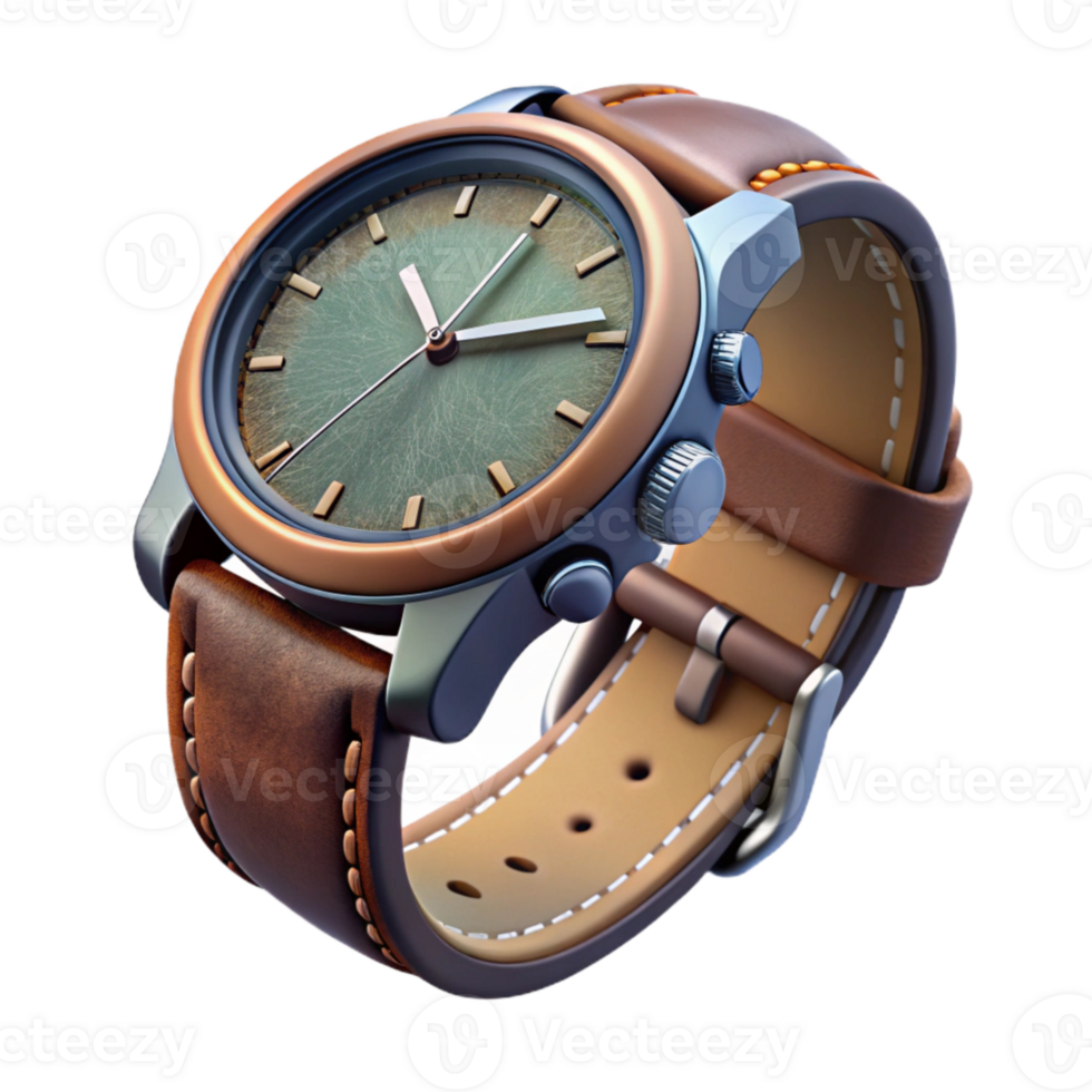 extraordinary rustic Luxury Watch with Leather Strap Side View genuine png