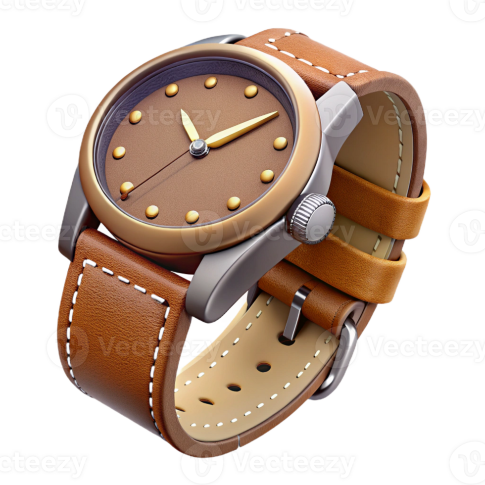 stunning vintage Luxury Watch with Leather Strap Side View authentic png