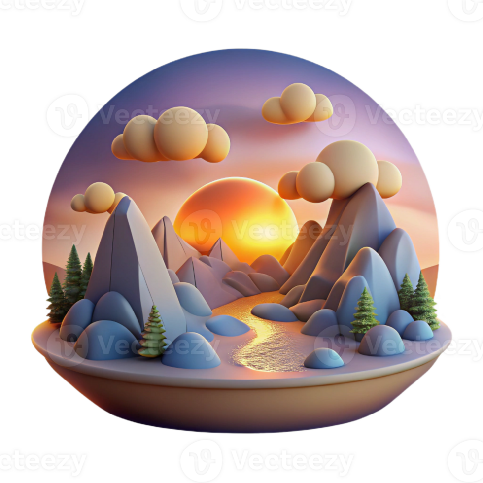 elegant creative Magic Hour Light Dramatic Landscape Cutout exclusive png