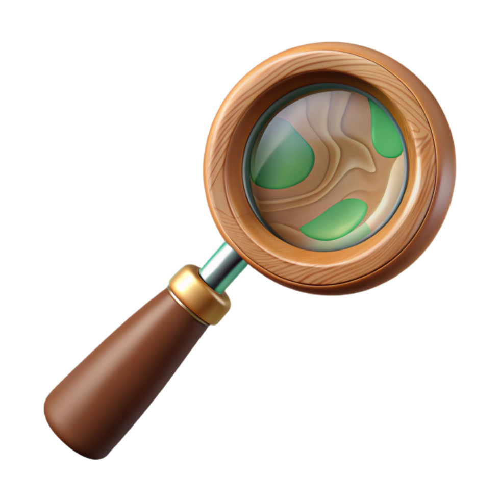 magnificent modern Magnifying Glass with Wooden Handle Cutout premium png