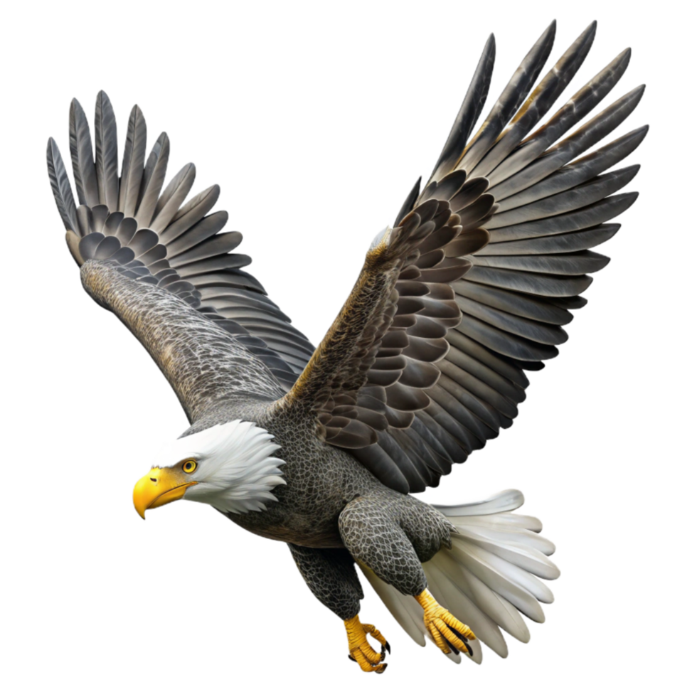 wonderful minimalist Majestic Bald Eagle Soaring Cutout on Transparent Background high resolution png