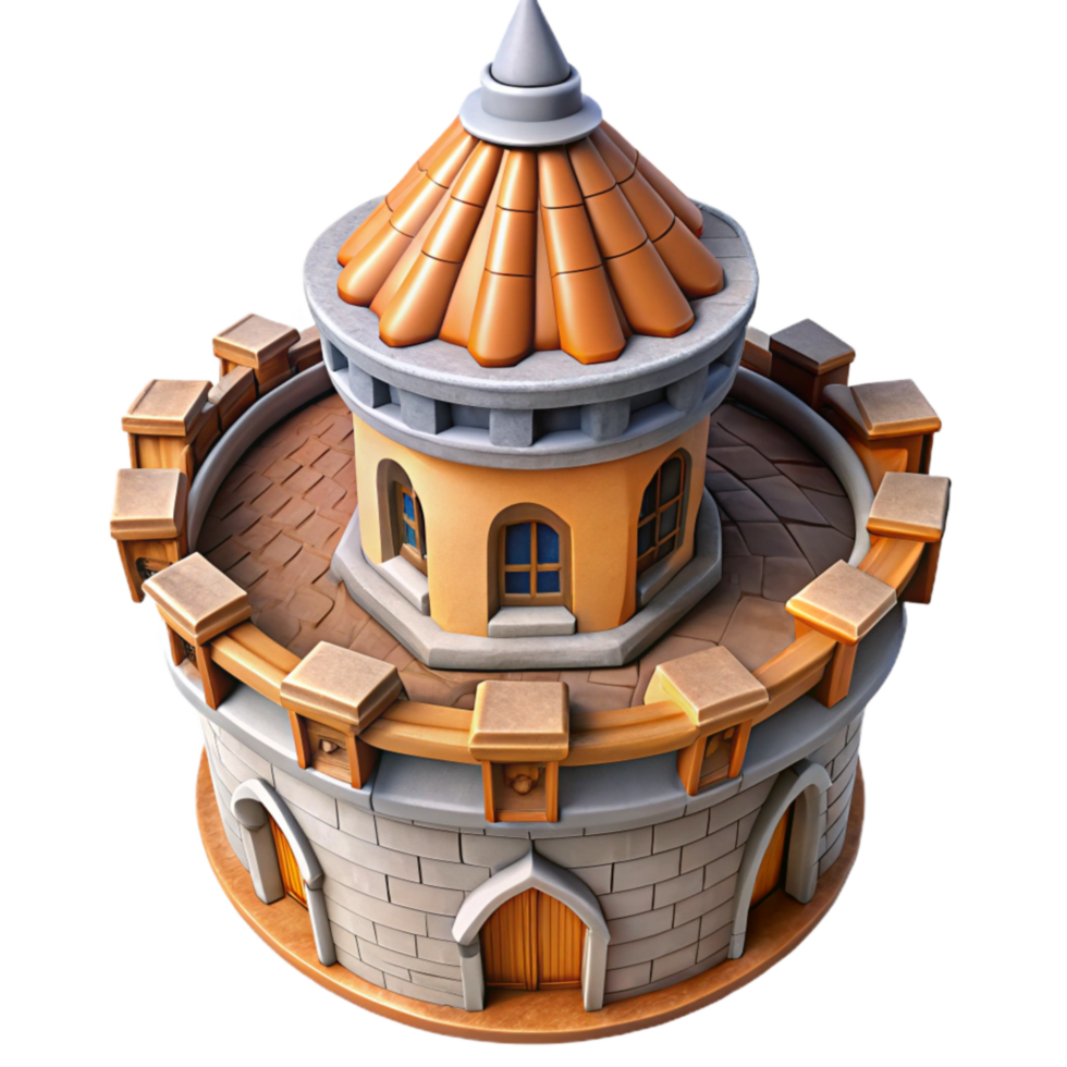 elegant creative Majestic Castle Turret High Angle View Isolated high quality png