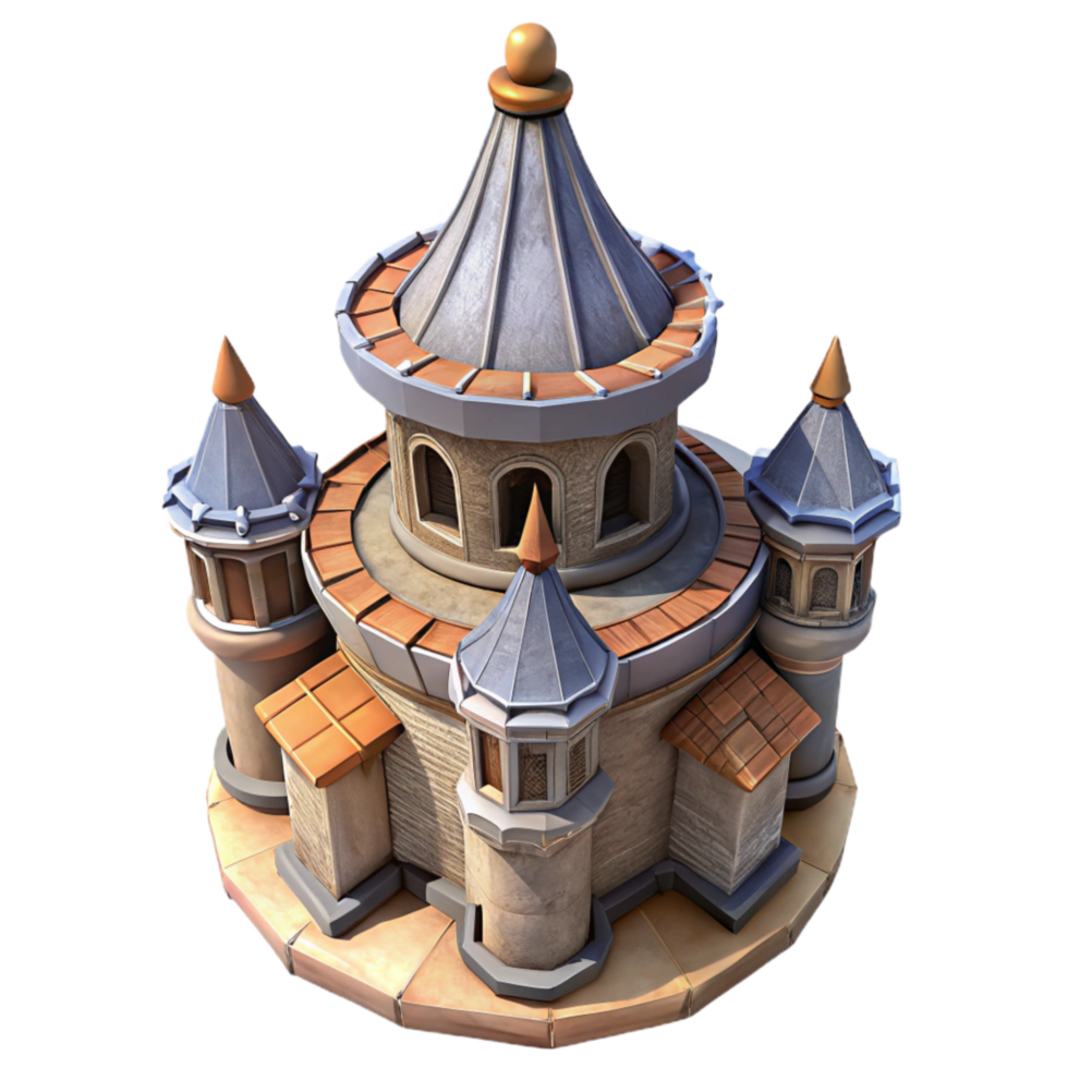 wonderful minimalist Majestic Castle Turret High Angle View Isolated png