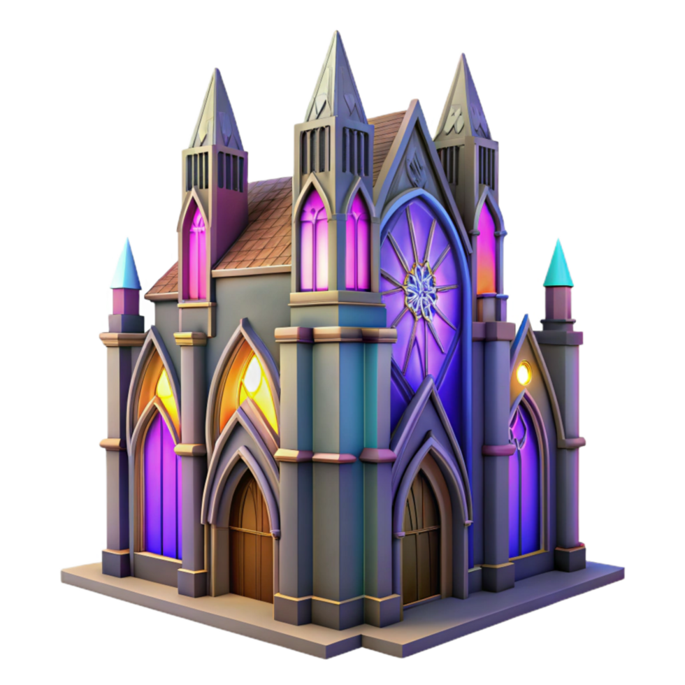 impressive minimalist Majestic Cathedral Stained Glass Isolated authentic png