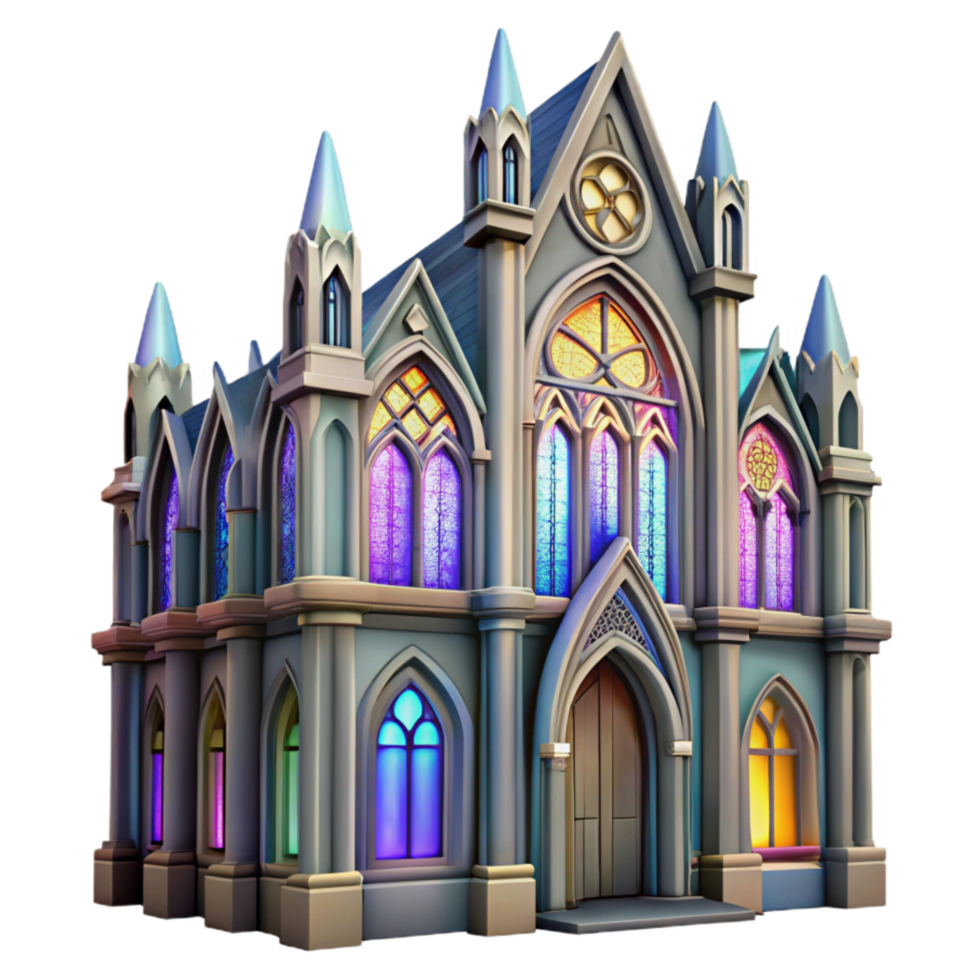 serene rustic Majestic Cathedral Stained Glass Isolated high quality png