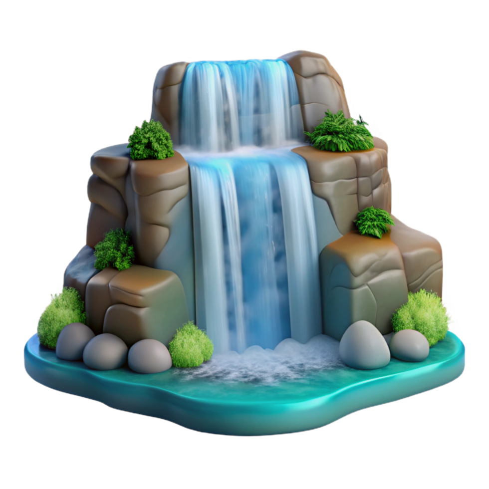 elegant rustic Majestic Waterfall Front View Cutout Image authentic png