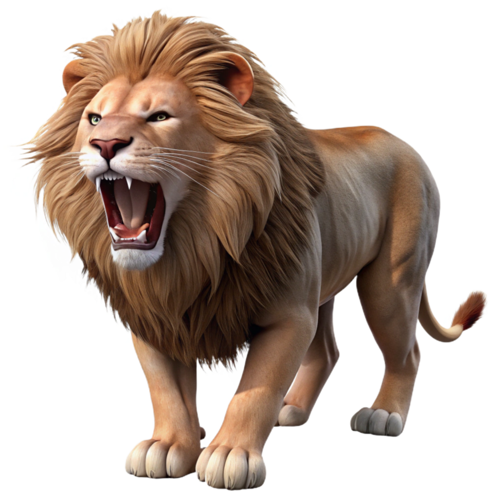 extraordinary creative Majestic Lion Roaring Cutout Transparent Background premium png