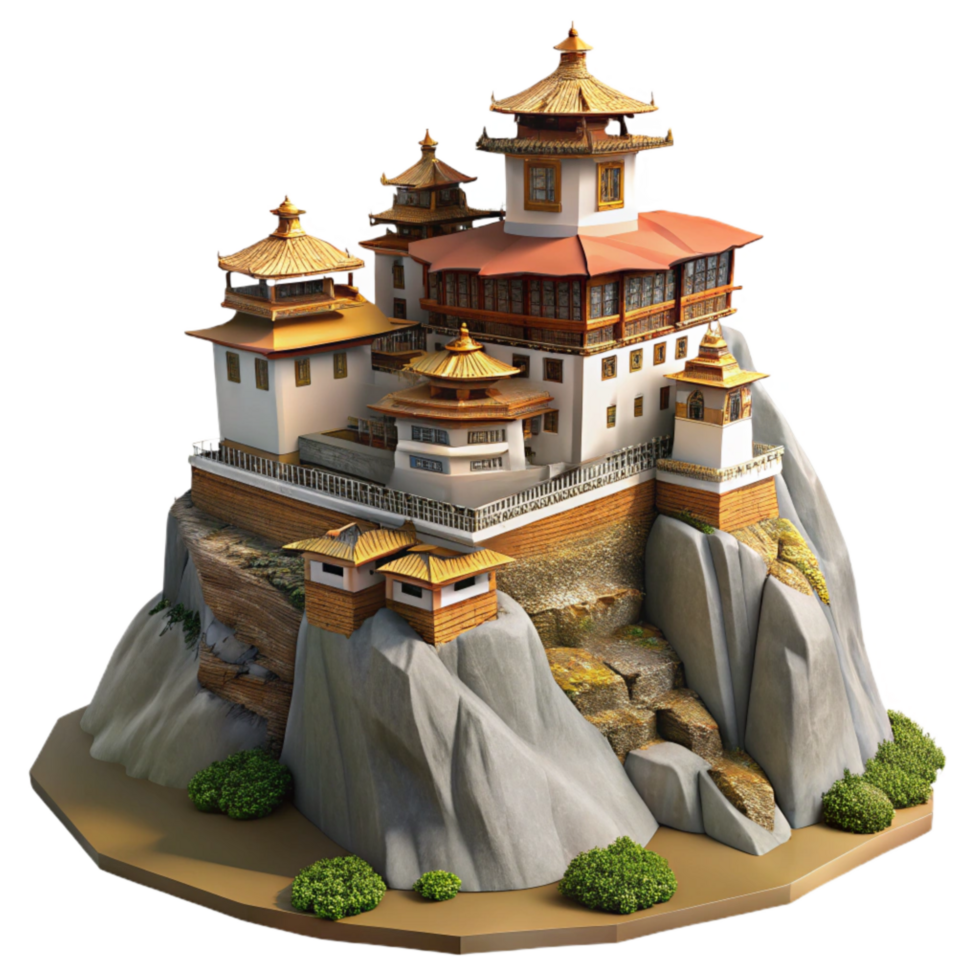 extraordinary abstract Majestic Mountaintop Monastery Isolated genuine png
