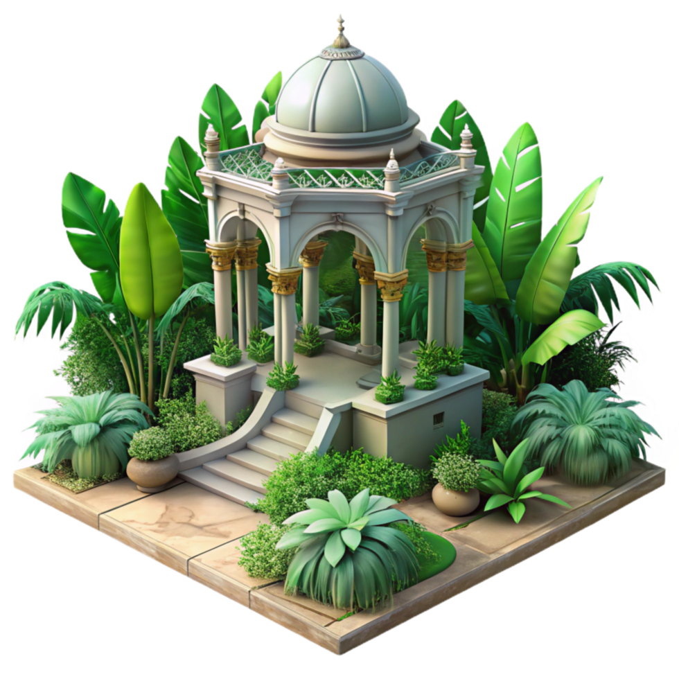 extraordinary traditional Majestic Palace Gardens Lush Greenery Isolated genuine png
