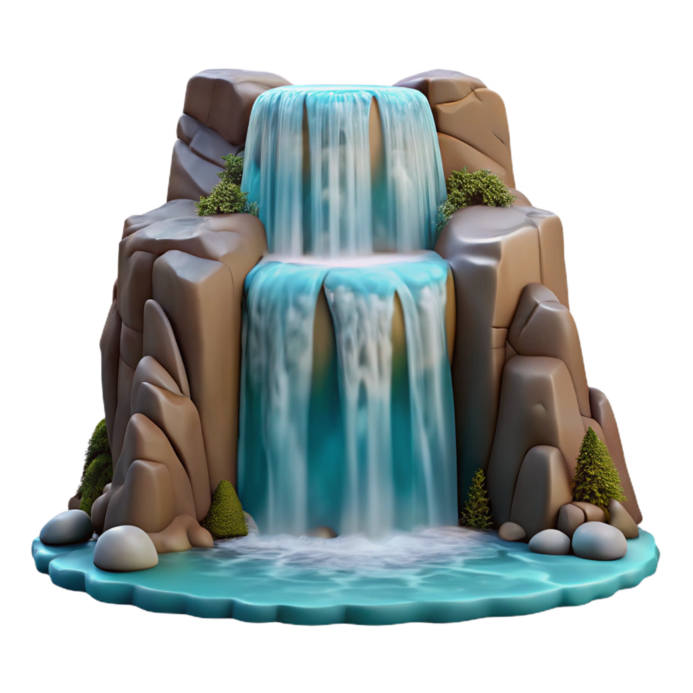 serene modern Majestic Waterfall Front View Cutout Image premium png