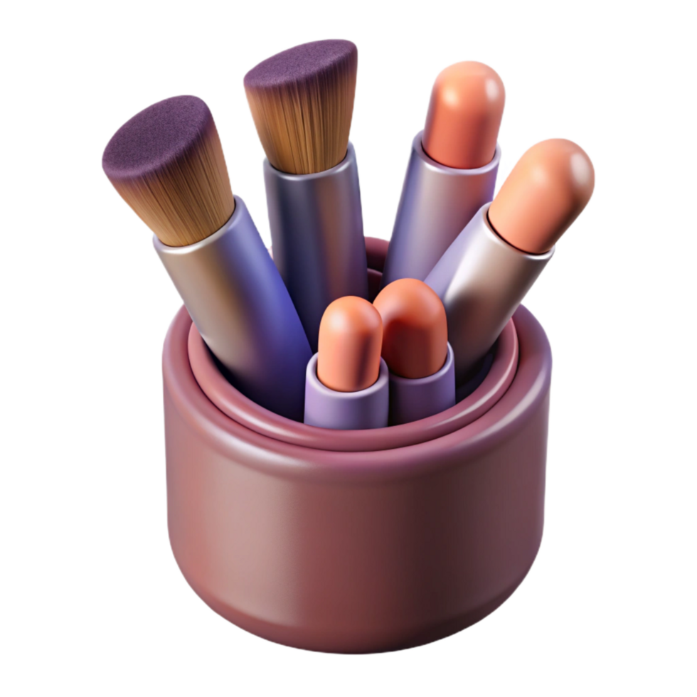 elegant rustic Makeup Brush Set with Holder Cutout exclusive png