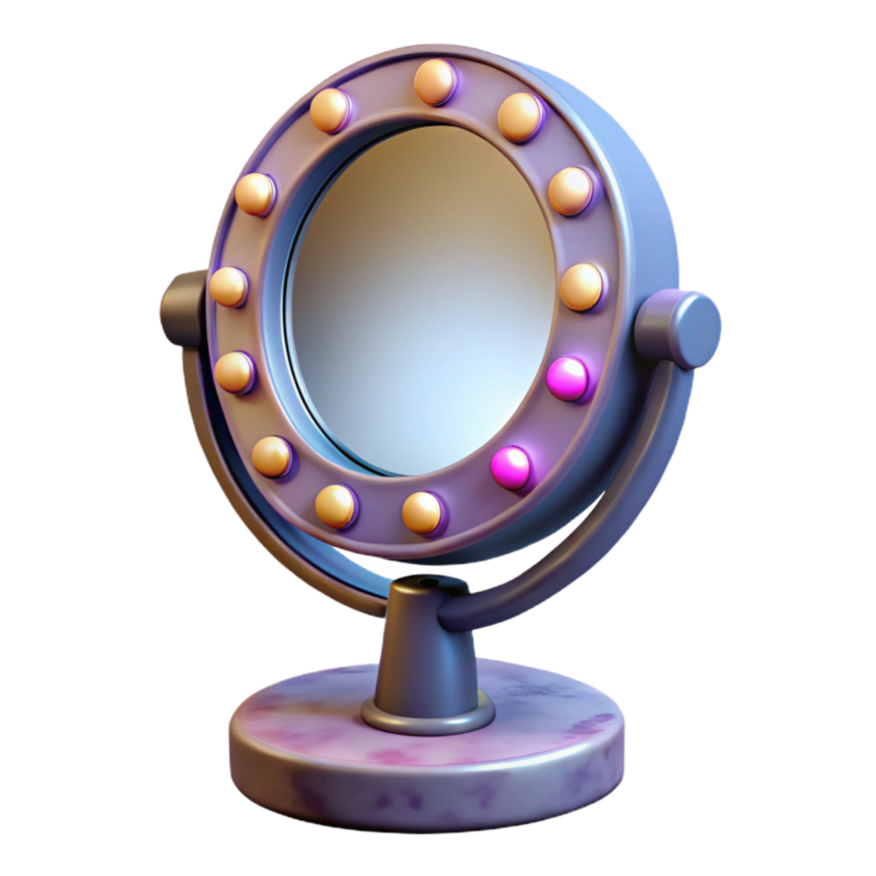 vibrant rustic Makeup Mirror with Led Lights Transparent Background png